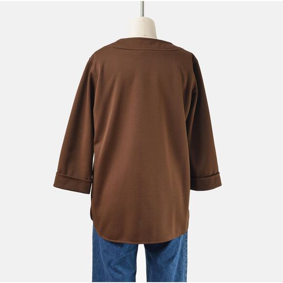 Vintage 70s Brown Deep V Neck Top with Pockets by Toni Todd size M - Picture 5 of 6